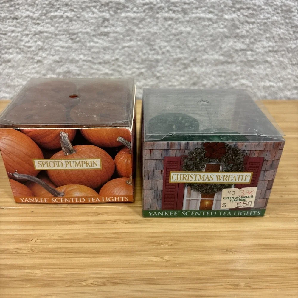 12 Yankee Candle Tea Lights Scented Spiced Pumpkin Home Fall 6 Xmas Wreath